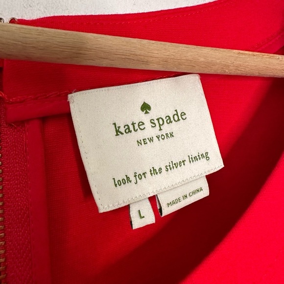 Kate Spade | Red and Black Racquel Ponte Color Block Shift Dress Size Large - Picture 6 of 7